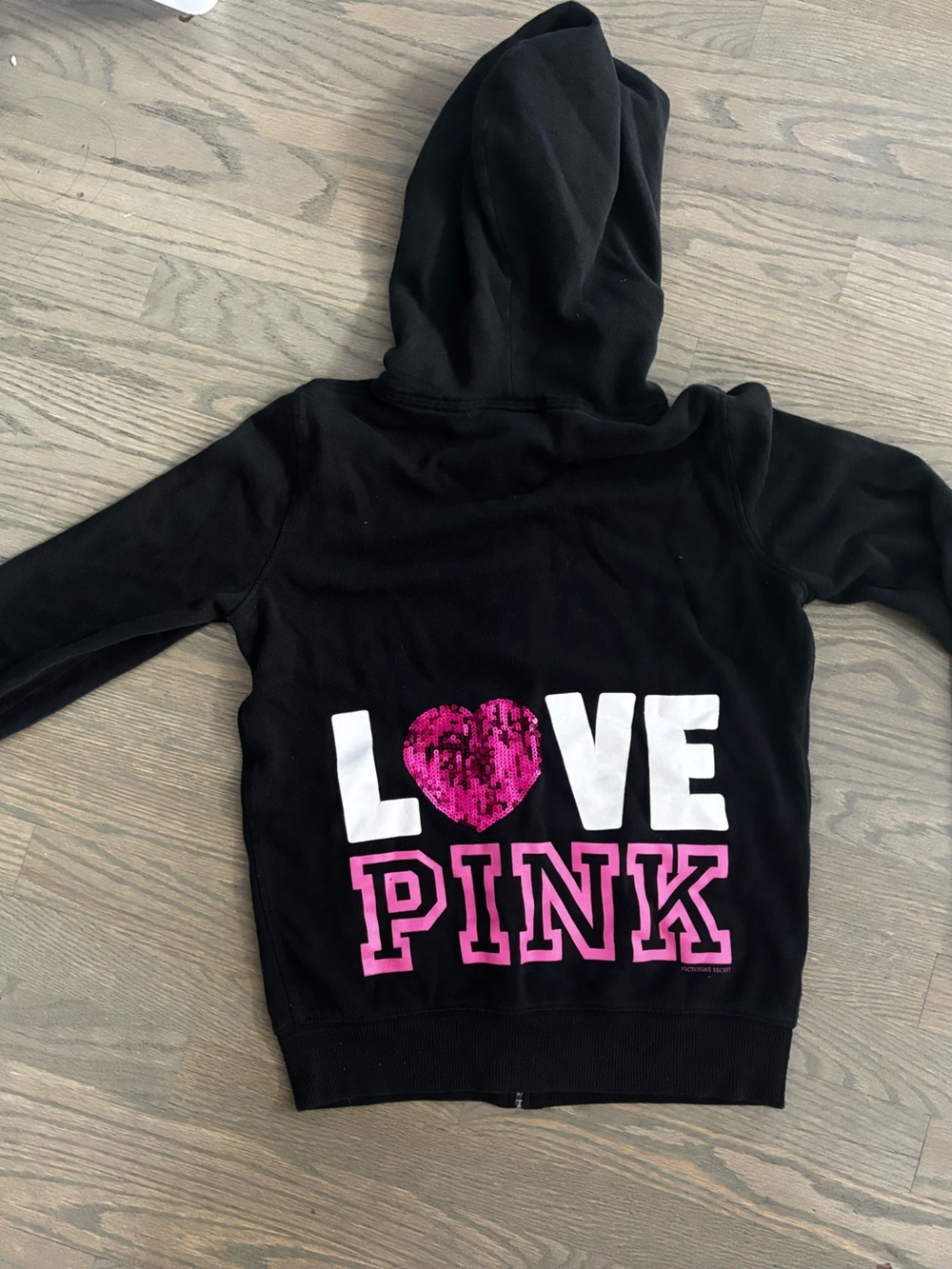 Vintage Y2K Victoria’s Secret PINK black sequin zip up hoodie women’s size small